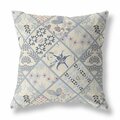 Palacedesigns 16 in. Cream & Gray Patch Indoor & Outdoor Throw Pillow PA3095540